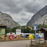 Ducha camper en área de autocaravanas Entrago Asturias